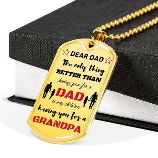 Dad Dog Tag Custom Picture Father’S Day, My Children Having You For A Grandpa Dog Tag Necklace For Dad Father's Day Rakva