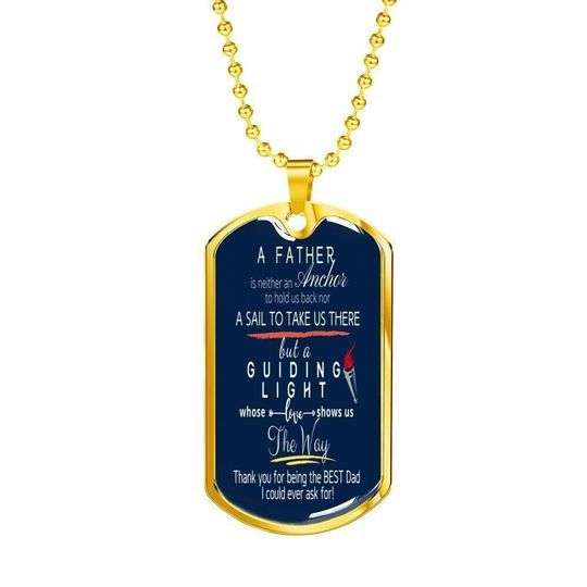 Dad Dog Tag Custom Picture Father’S Day, My Dad Is My Guiding Light Dog Tag Necklace For Dad Father's Day Rakva
