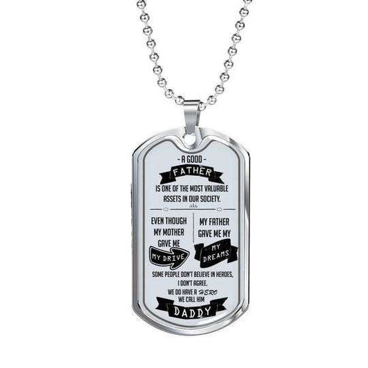 Dad Dog Tag Custom Picture Father’S Day, My Father Gave Me My Dreams Dog Tag Necklace For Dad Father's Day Rakva