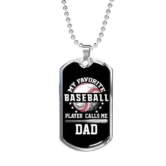 Dad Dog Tag Custom Picture Father’S Day, My Favorite Baseball Player Dog Tag Necklace Gift For Dad Father's Day Rakva