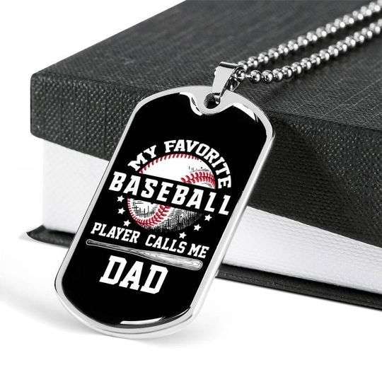 Dad Dog Tag Custom Picture Father’S Day, My Favorite Baseball Player Dog Tag Necklace Gift For Dad Father's Day Rakva