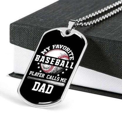 Dad Dog Tag Custom Picture Father’S Day, My Favorite Baseball Player Dog Tag Necklace Gift For Dad Father's Day Rakva