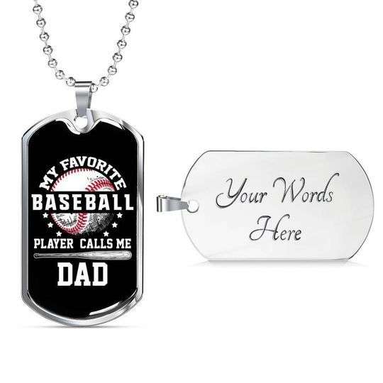 Dad Dog Tag Custom Picture Father’S Day, My Favorite Baseball Player Dog Tag Necklace Gift For Dad Father's Day Rakva