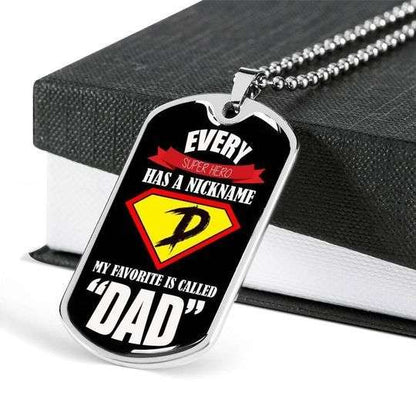 Dad Dog Tag Custom Picture Father’S Day, My Favorite Is Called Dad Necklace Gift For Dad Father's Day Rakva