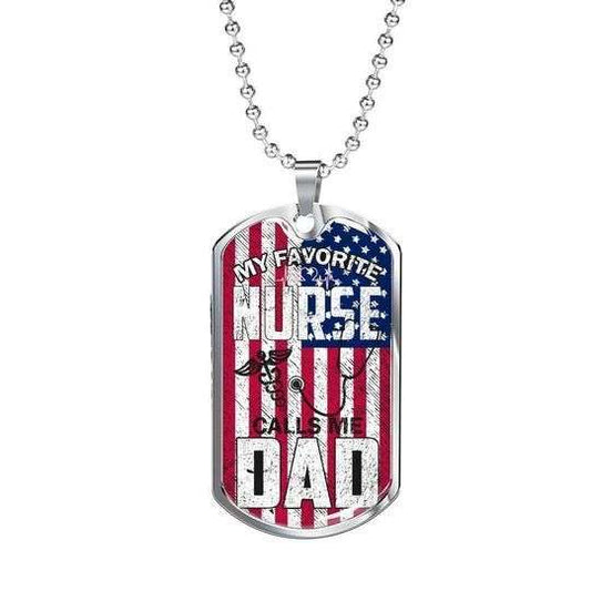 Dad Dog Tag Custom Picture Father’S Day, My Favorite Nurse Calls Me Dad Dog Tag Necklace For Dad Father's Day Rakva