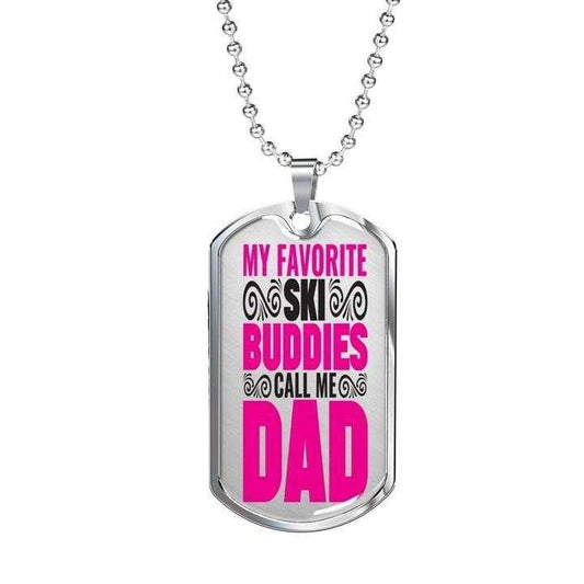 Dad Dog Tag Custom Picture Father’S Day, My Favorite Ski Buddies Dog Tag Necklace Gift For Dad Father's Day Rakva