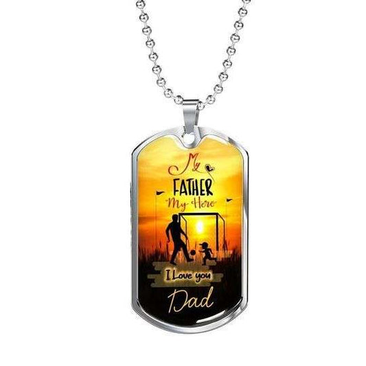 Dad Dog Tag Custom Picture Father’S Day, My Hero My Father I Love You Dad Necklace Gift For Dad Father's Day Rakva