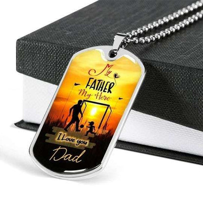 Dad Dog Tag Custom Picture Father’S Day, My Hero My Father I Love You Dad Necklace Gift For Dad Father's Day Rakva