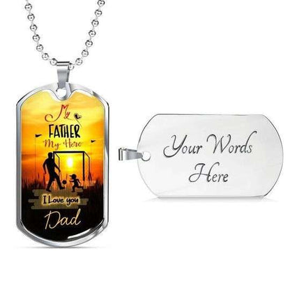 Dad Dog Tag Custom Picture Father’S Day, My Hero My Father I Love You Dad Necklace Gift For Dad Father's Day Rakva