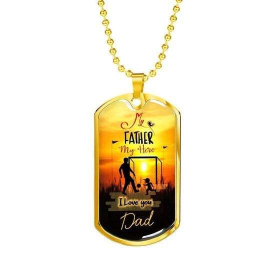 Dad Dog Tag Custom Picture Father’S Day, My Hero My Father I Love You Dad Necklace Gift For Dad Father's Day Rakva