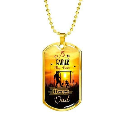 Dad Dog Tag Custom Picture Father’S Day, My Hero My Father I Love You Dad Necklace Gift For Dad Father's Day Rakva