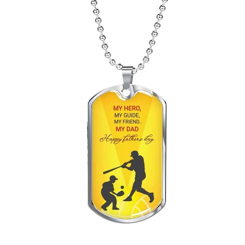 Dad Dog Tag Custom Picture, Father’S Day My Hero My Guide Dog Tag Necklace For Men Father's Day Rakva