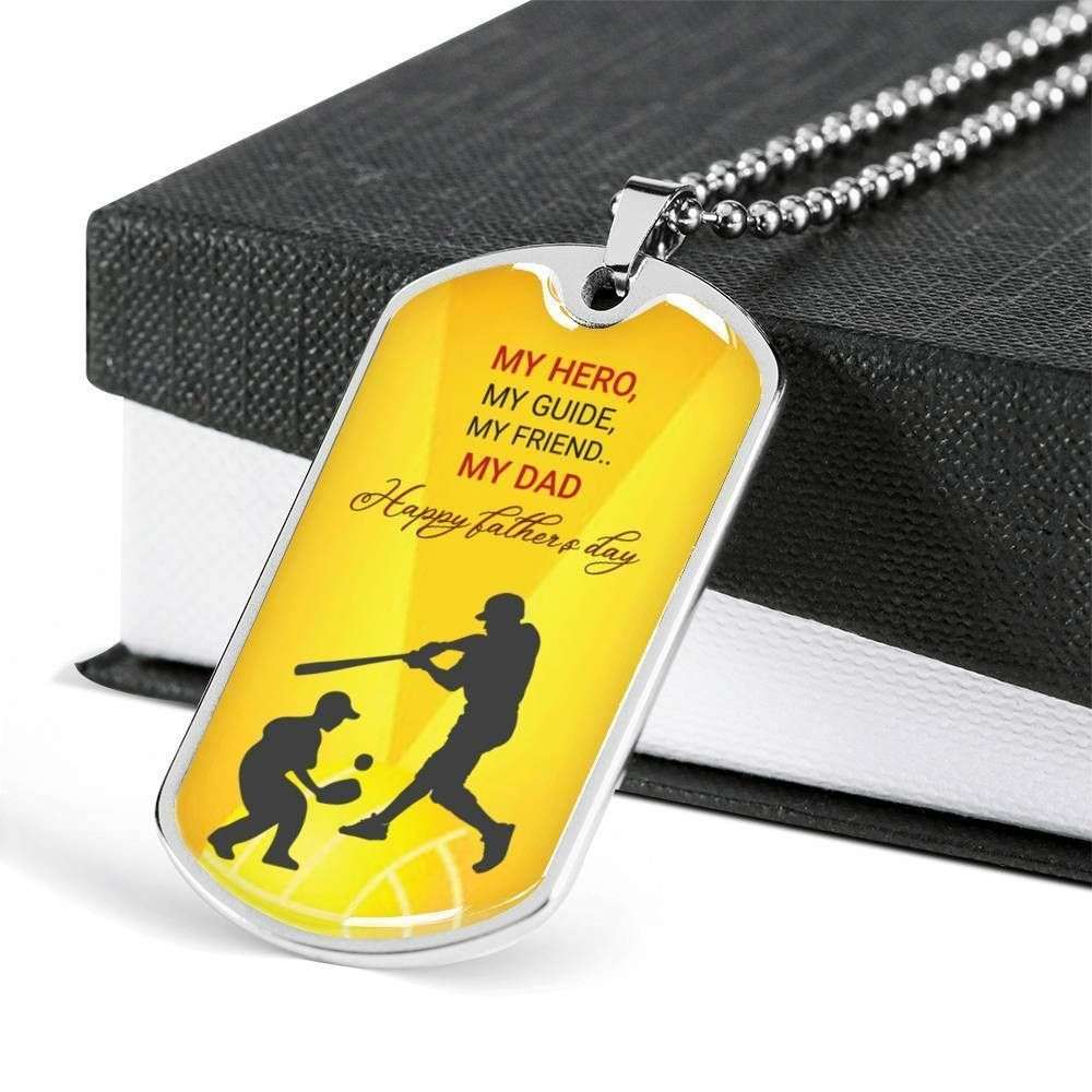 Dad Dog Tag Custom Picture, Father’S Day My Hero My Guide Dog Tag Necklace For Men Father's Day Rakva