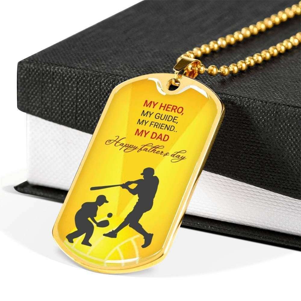 Dad Dog Tag Custom Picture, Father’S Day My Hero My Guide Dog Tag Necklace For Men Father's Day Rakva