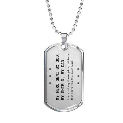 Dad Dog Tag Custom Picture Father’S Day, My Hero Sent By God Dog Tag Necklace Gift For Dad Father's Day Rakva