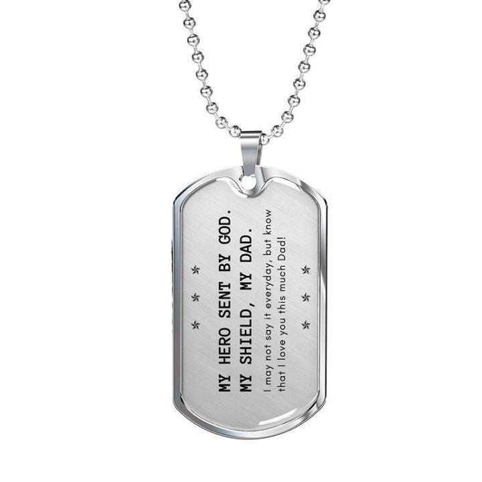 Dad Dog Tag Custom Picture Father’S Day, My Hero Sent By God Dog Tag Necklace Gift For Dad Father's Day Rakva