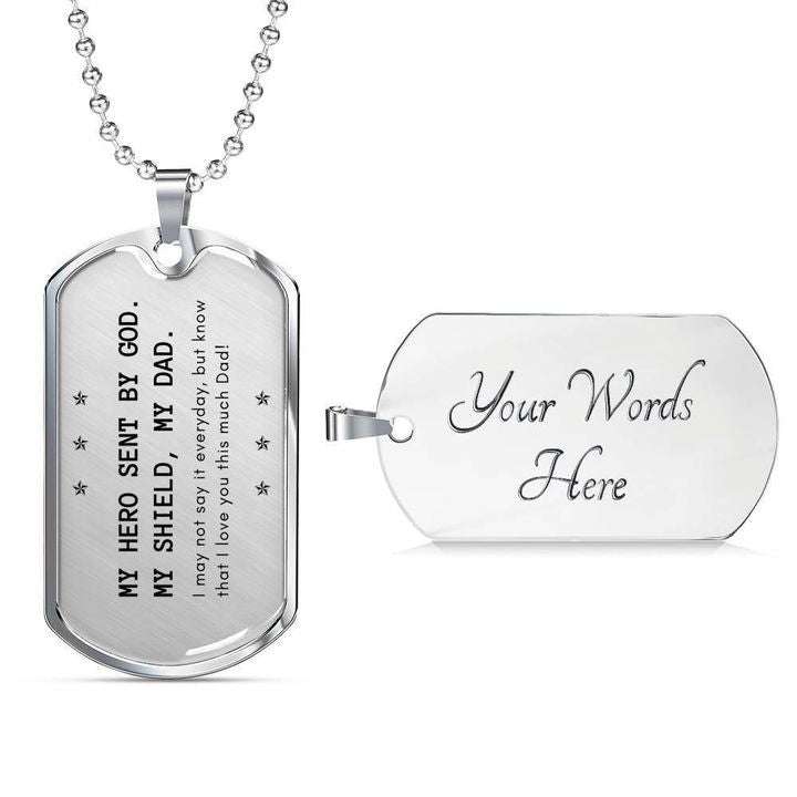 Dad Dog Tag Custom Picture Father’S Day, My Hero Sent By God Dog Tag Necklace Gift For Dad Father's Day Rakva