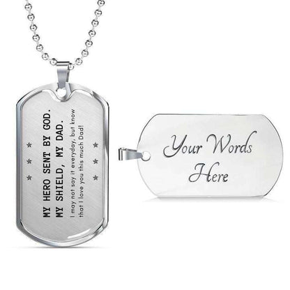 Dad Dog Tag Custom Picture Father’S Day, My Hero Sent By God Dog Tag Necklace Gift For Dad Father's Day Rakva