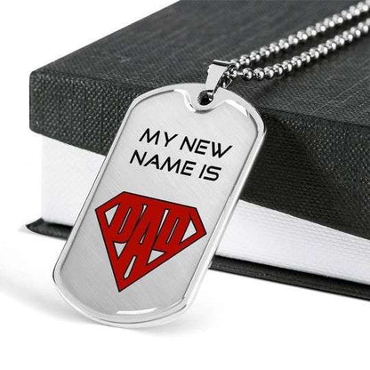 Dad Dog Tag Custom Picture Father’S Day, My New Name Is Dad Necklace Gift For Daddy Father's Day Rakva