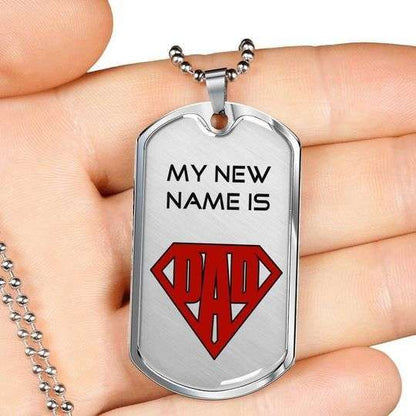 Dad Dog Tag Custom Picture Father’S Day, My New Name Is Dad Necklace Gift For Daddy Father's Day Rakva