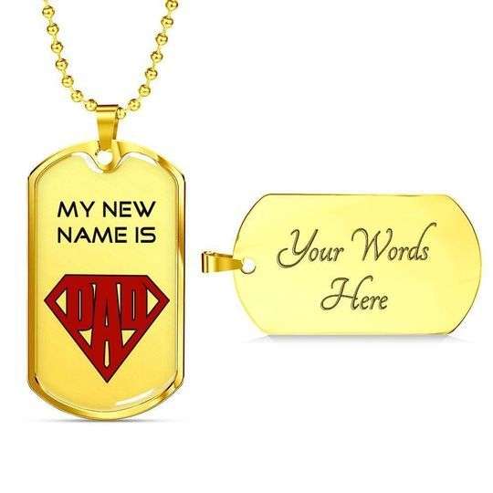 Dad Dog Tag Custom Picture Father’S Day, My New Name Is Dad Necklace Gift For Daddy Father's Day Rakva