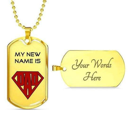 Dad Dog Tag Custom Picture Father’S Day, My New Name Is Dad Necklace Gift For Daddy Father's Day Rakva
