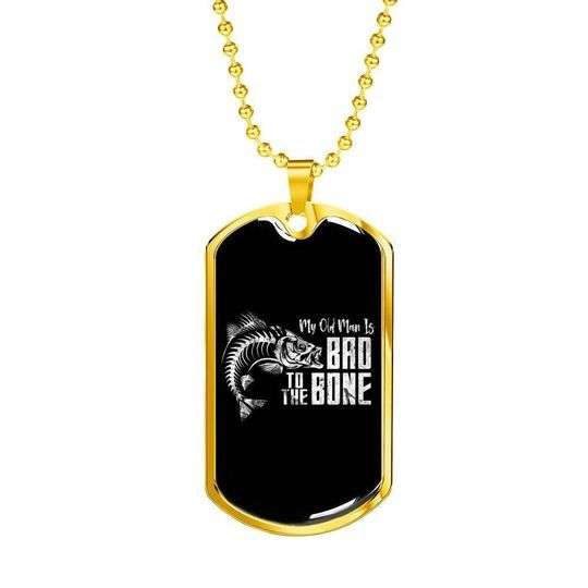 Dad Dog Tag Custom Picture Father’S Day, My Old Man Is Bad To The Bone Dog Tag Necklace For Dad Father's Day Rakva