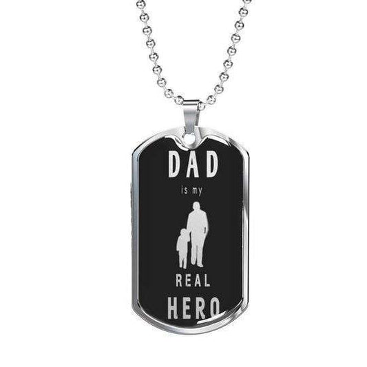 Dad Dog Tag Custom Picture Father’S Day, My Real Hero Dog Tag Necklace Gift For Daddy Father's Day Rakva