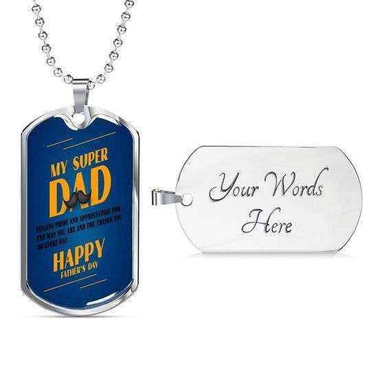 Dad Dog Tag Custom Picture Father’S Day, My Supper Dad Love And Pride Dog Tag Necklace For Dad Father's Day Rakva