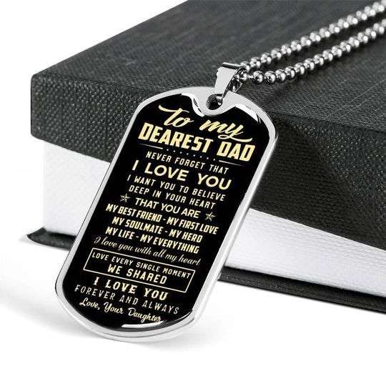 Dad Dog Tag Custom Picture Father’S Day, Never Forget That I Love You Dog Tag Necklace For Dad Father's Day Rakva