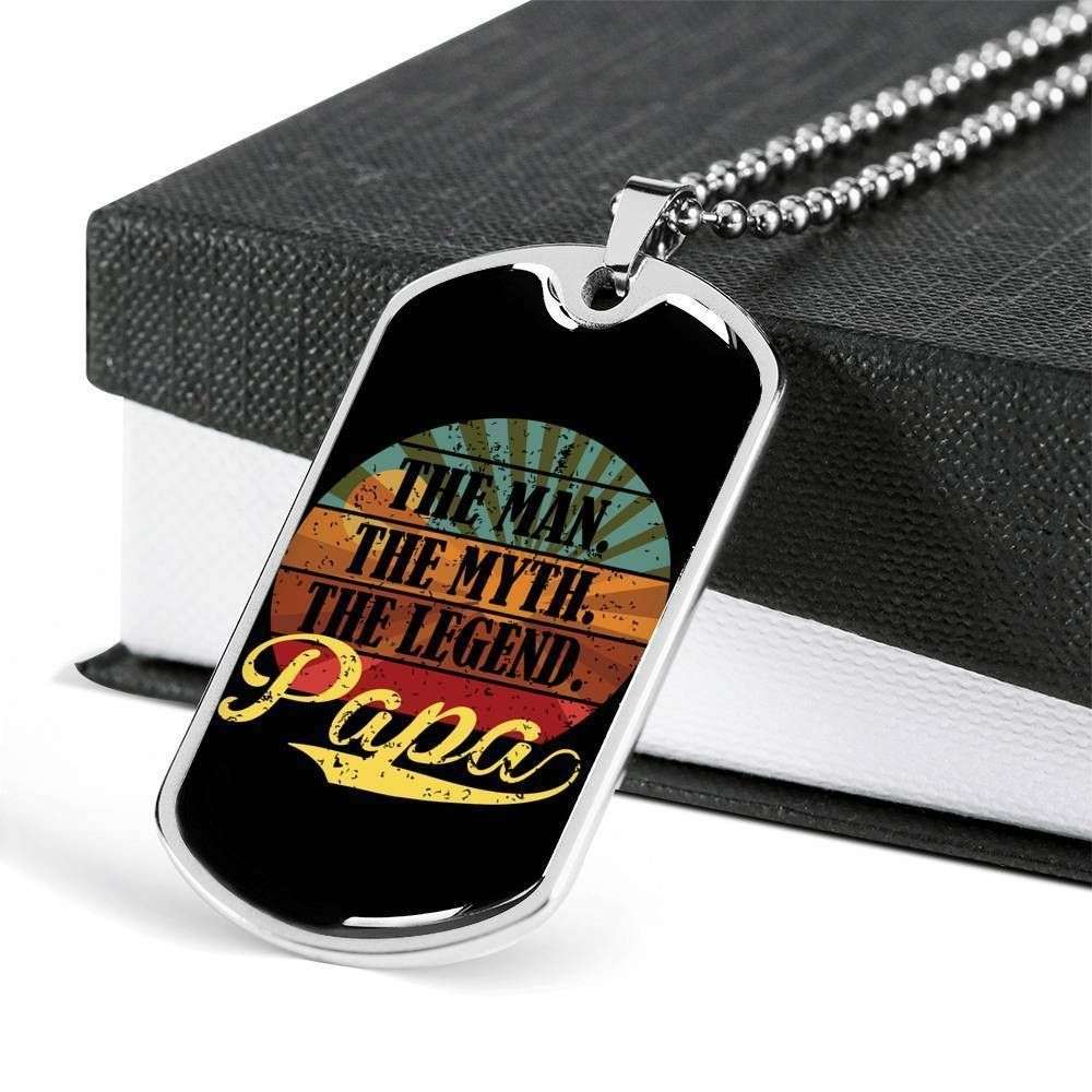 Dad Dog Tag Custom Picture, Father’S Day Papa The Man The Myth The Legend Dog Tag Necklace For Dad Father's Day Rakva