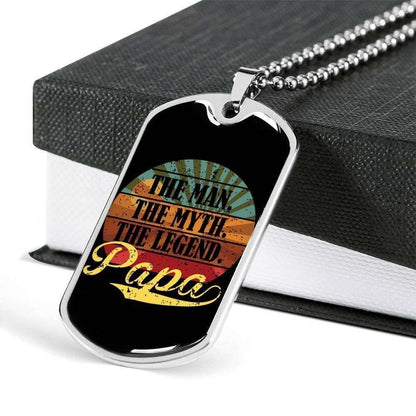 Dad Dog Tag Custom Picture, Father’S Day Papa The Man The Myth The Legend Dog Tag Necklace For Dad Father's Day Rakva