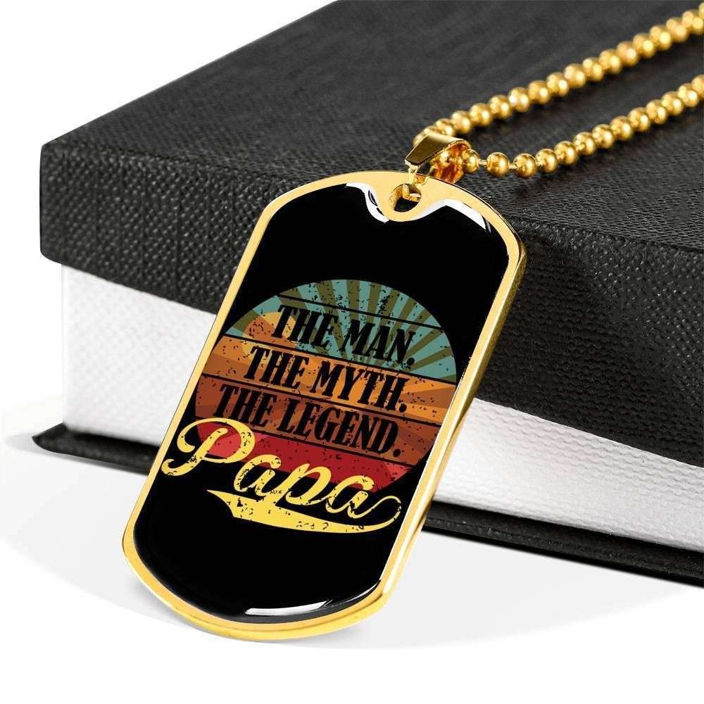 Dad Dog Tag Custom Picture, Father’S Day Papa The Man The Myth The Legend Dog Tag Necklace For Dad Father's Day Rakva