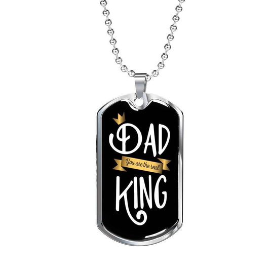 Dad Dog Tag Custom Picture, Father’S Day The Real King Dog Tag Necklace Gift For Men Father's Day Rakva