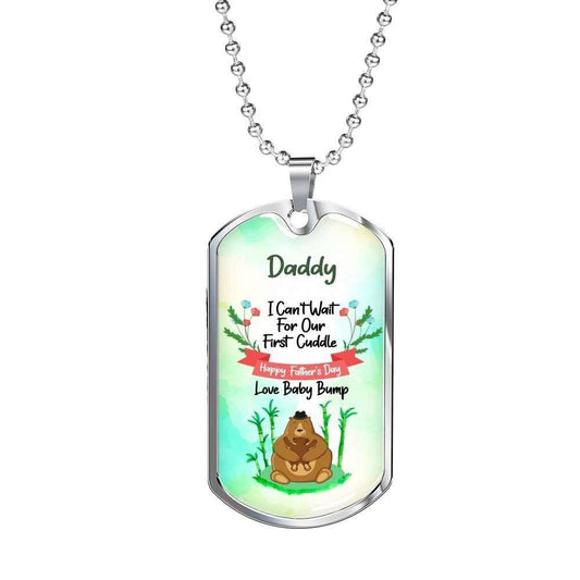 Dad Dog Tag Custom Picture, Happy Father’S Day Dog Tag Necklace Bump Giving Daddy Father's Day Rakva