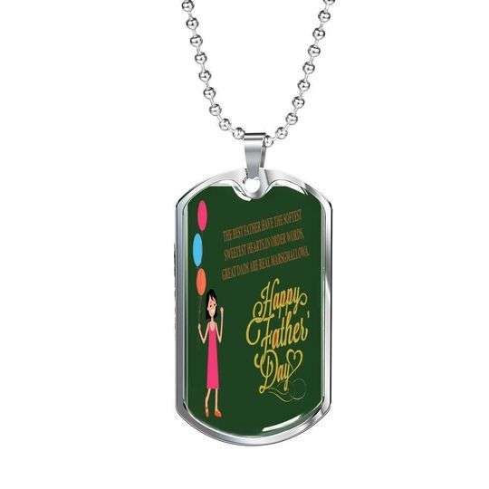 Dad Dog Tag Custom Picture, Happy Father’S Day Green Dog Tag Necklace For Dad Father's Day Rakva