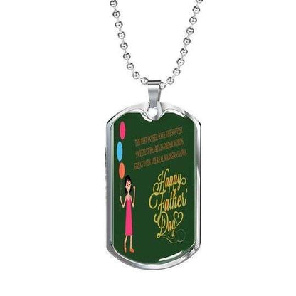 Dad Dog Tag Custom Picture, Happy Father’S Day Green Dog Tag Necklace For Dad Father's Day Rakva