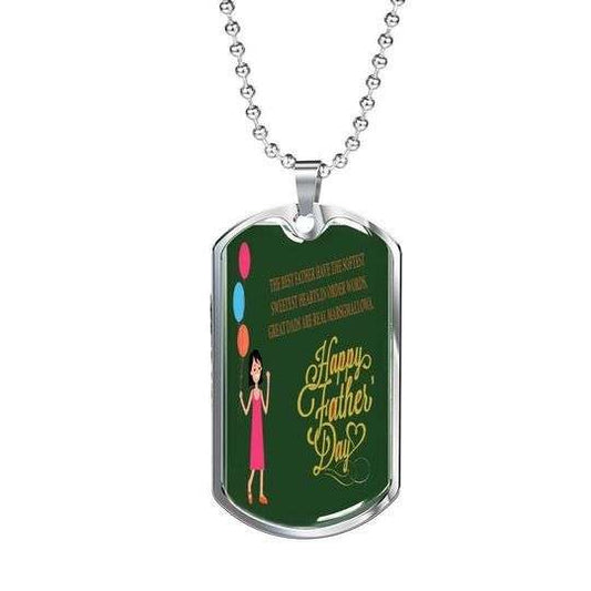 Dad Dog Tag Custom Picture, Happy Father’S Day Green Dog Tag Necklace For Dad Father's Day Rakva