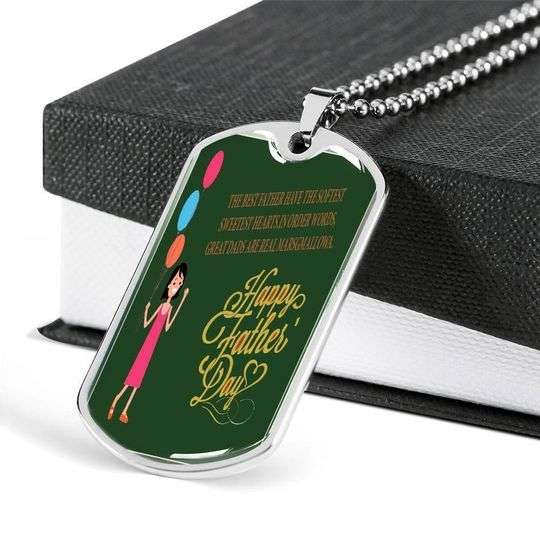 Dad Dog Tag Custom Picture, Happy Father’S Day Green Dog Tag Necklace For Dad Father's Day Rakva