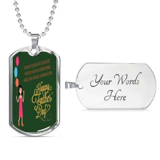 Dad Dog Tag Custom Picture, Happy Father’S Day Green Dog Tag Necklace For Dad Father's Day Rakva