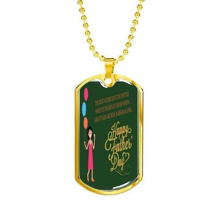 Dad Dog Tag Custom Picture, Happy Father’S Day Green Dog Tag Necklace For Dad Father's Day Rakva