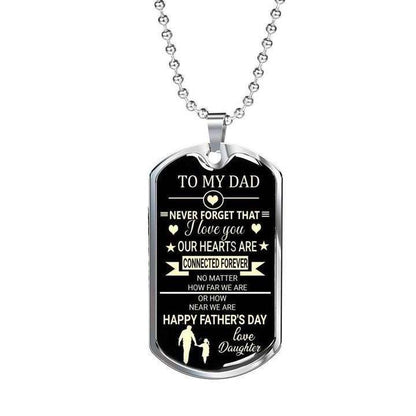 Dad Dog Tag Custom Picture, Happy Father’S Day Our Heart Is Connected Forever Dog Tag Necklace Gift For Dad Father's Day Rakva