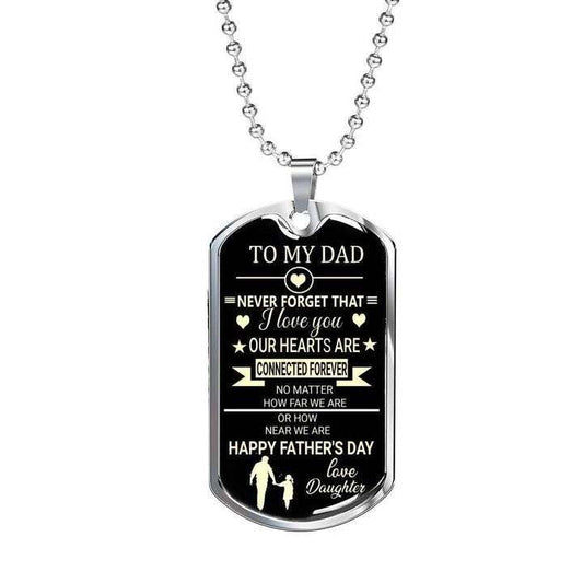 Dad Dog Tag Custom Picture, Happy Father’S Day Our Heart Is Connected Forever Dog Tag Necklace Gift For Dad Father's Day Rakva