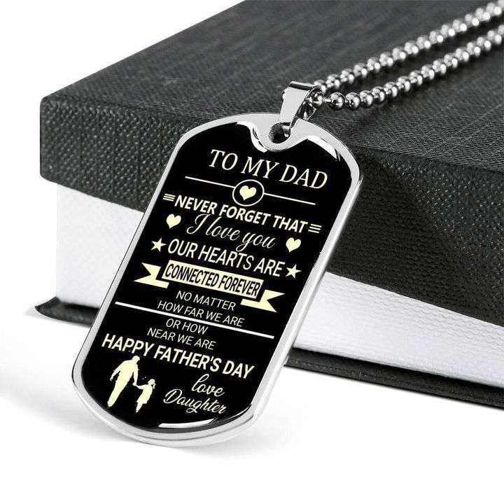 Dad Dog Tag Custom Picture, Happy Father’S Day Our Heart Is Connected Forever Dog Tag Necklace Gift For Dad Father's Day Rakva