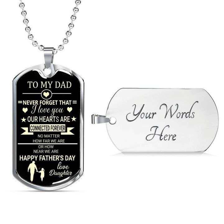 Dad Dog Tag Custom Picture, Happy Father’S Day Our Heart Is Connected Forever Dog Tag Necklace Gift For Dad Father's Day Rakva