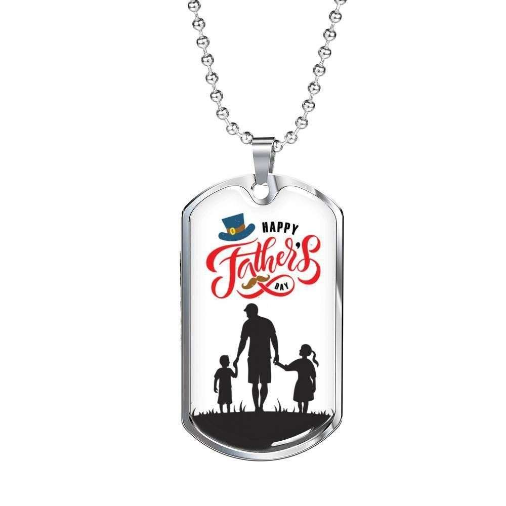 Dad Dog Tag Custom Picture, Happy Father’S Day Son And Daughter Love You Dog Tag Necklace Father's Day Rakva