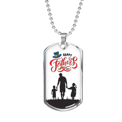 Dad Dog Tag Custom Picture, Happy Father’S Day Son And Daughter Love You Dog Tag Necklace Father's Day Rakva