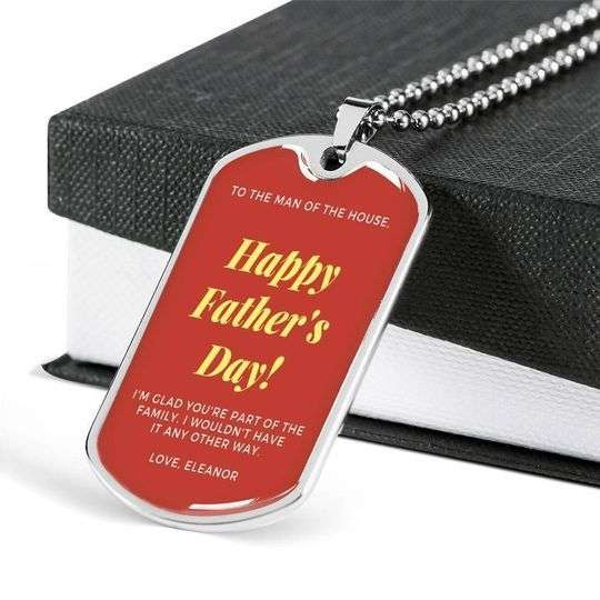 Dad Dog Tag Custom Picture, Happy Father’S Day To The Man The House Dog Tag Necklace For Dad Father's Day Rakva