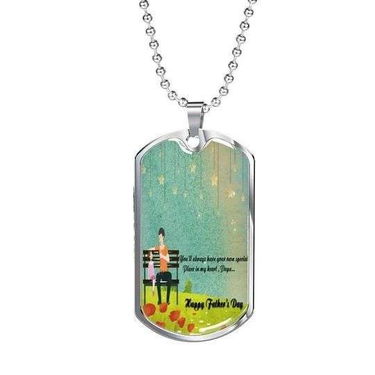 Dad Dog Tag Custom Picture, Happy Father’S Day Your Place Always In My Heart Dog Tag Necklace Gift For Dad Father's Day Rakva