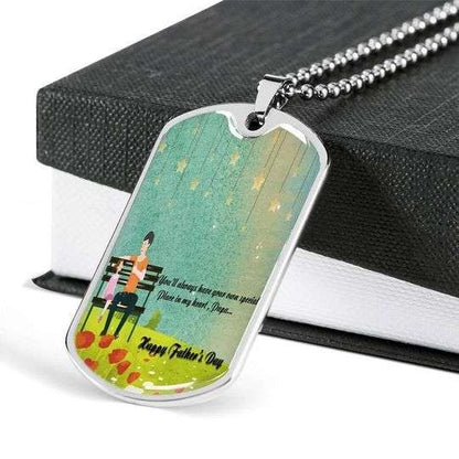 Dad Dog Tag Custom Picture, Happy Father’S Day Your Place Always In My Heart Dog Tag Necklace Gift For Dad Father's Day Rakva